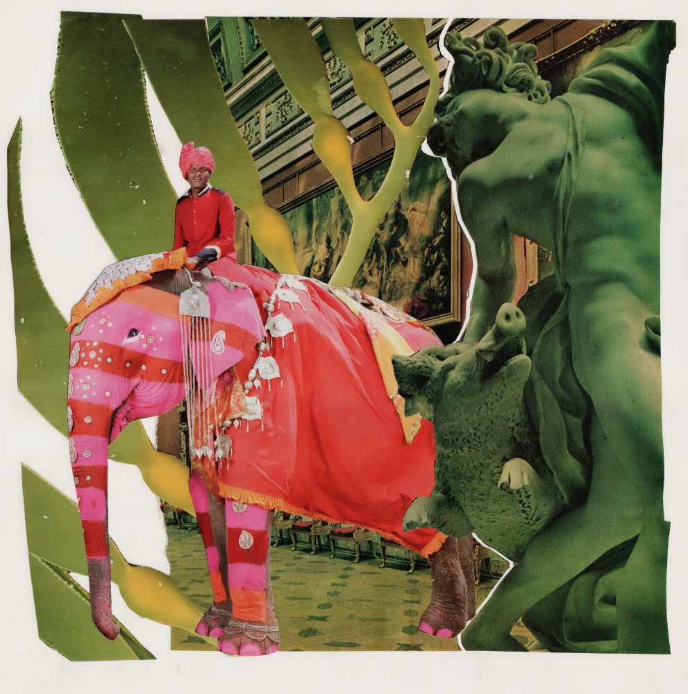 Pink Elephant analog collage.